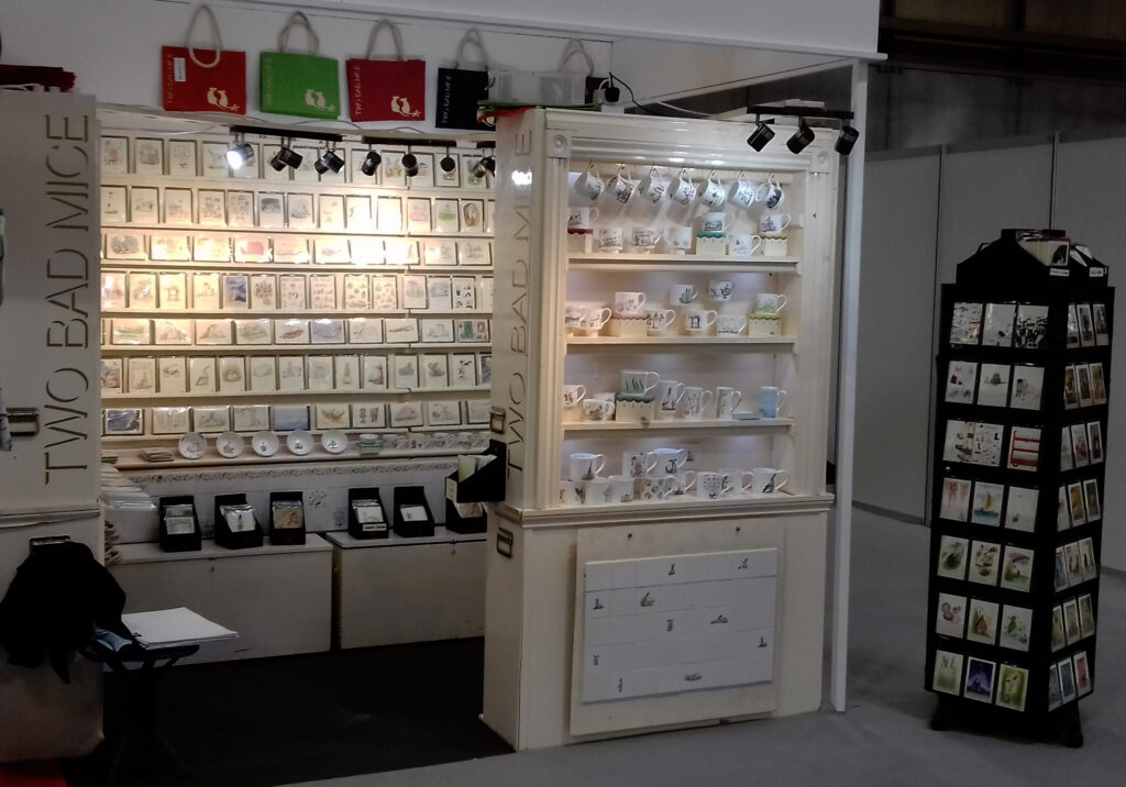 Two bad mice trade stand showing anita jeram gifts